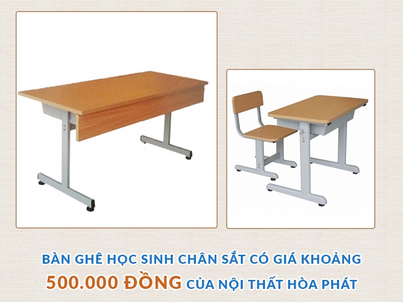 Những mẫu bàn ghế học sinh chân sắt Hòa Phát giá 500k