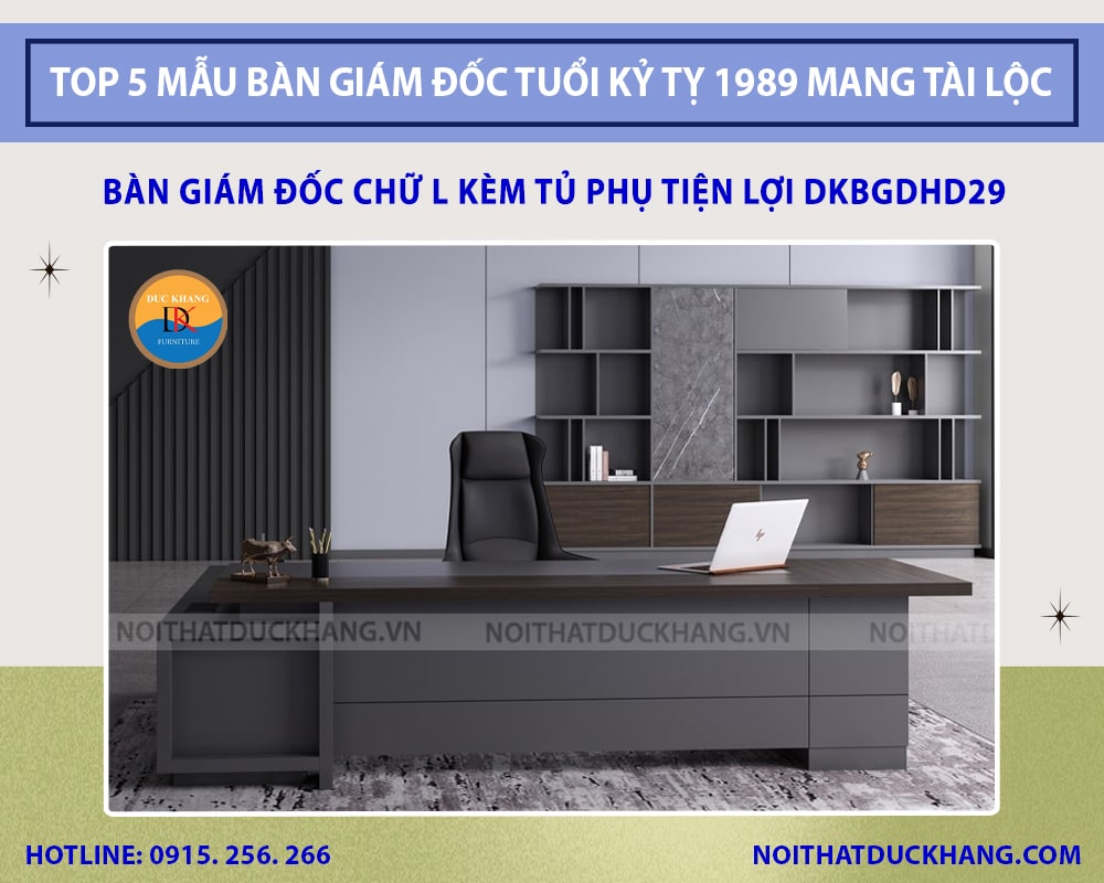 Bàn giám đốc chữ L kèm tủ phụ tiện lợi DKBGDHD29