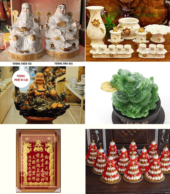 Những vật dùng thường có trên bàn thờ thần tài, ông địa