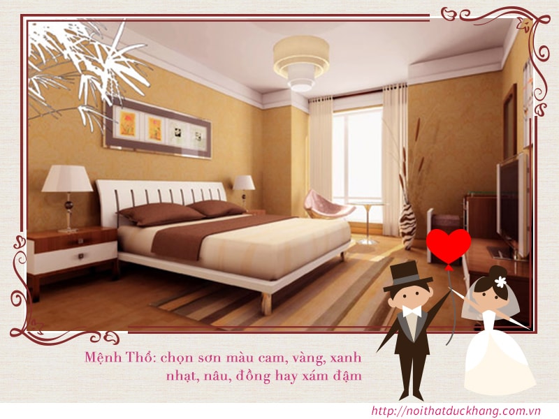 Màu sắc phòng cưới theo phong thủy tốt cho người mệnh Thổ