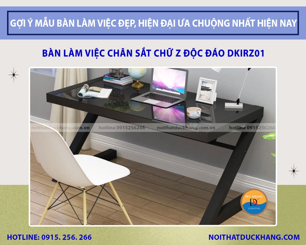 Bàn làm việc chân sắt chữ Z độc đáo DKIRZ01