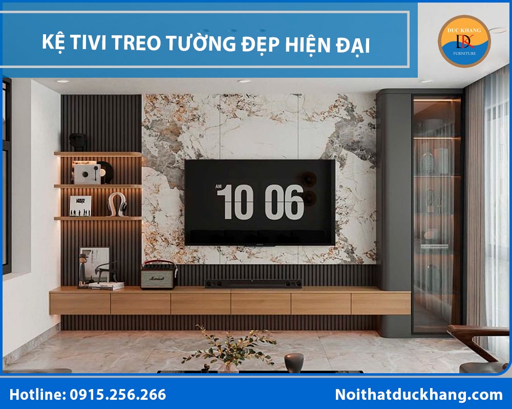 Top 3 mẫu kệ tivi treo tường đẹp hiện đại 2025 kèm báo giá