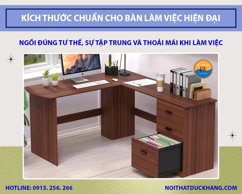 Kích thước chuẩn cho bàn làm việc hiện đại mới nhất 2025