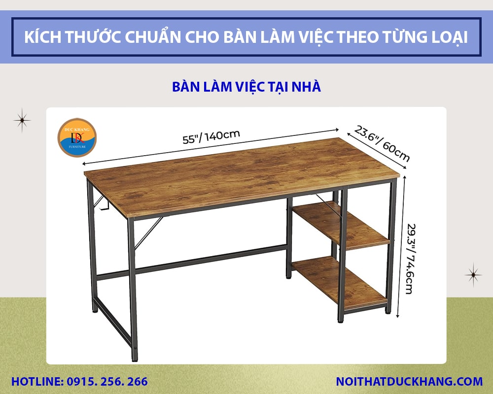 Kích thước chuẩn cho bàn làm việc theo từng loại - Bàn làm việc tại nhà
