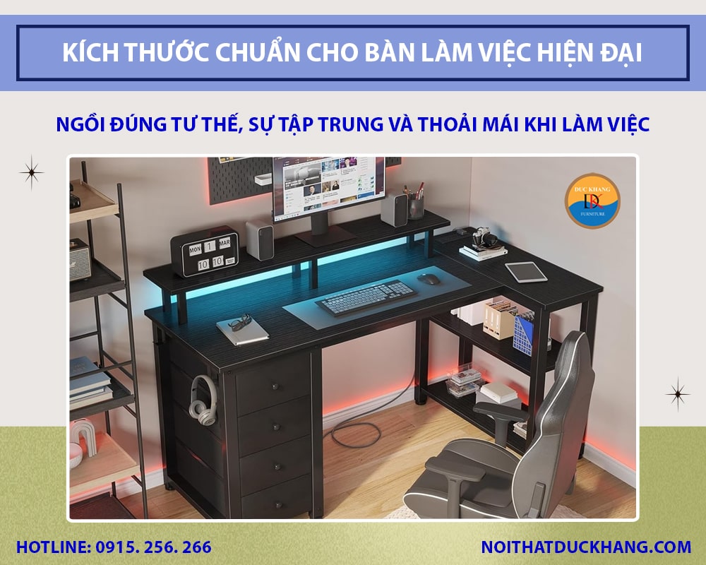 Kích thước chuẩn cho bàn làm việc hiện đại mới nhất 2025