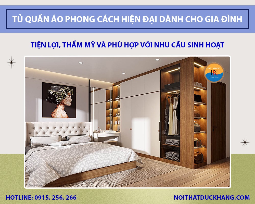 Những mẫu tủ quần áo phong cách hiện đại dành cho gia đình
