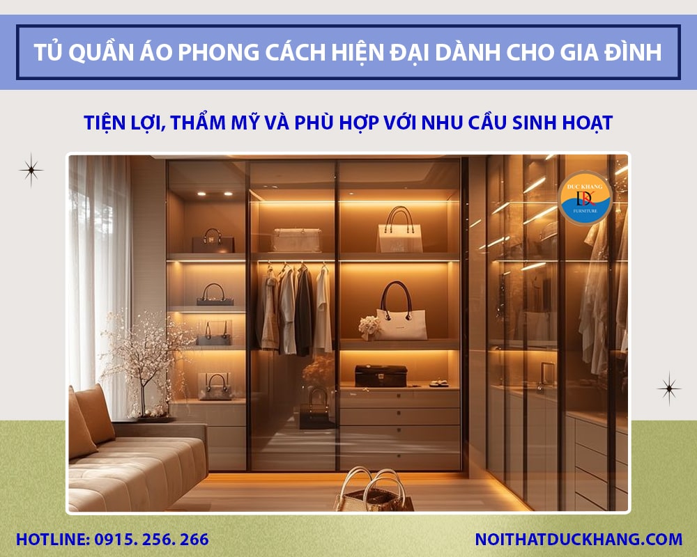 Những mẫu tủ quần áo phong cách hiện đại dành cho gia đình